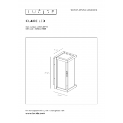 Lucide CLAIRE MINI - nástěnné svítidlo venkovní - IP54 - Černá 27885/01/30