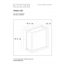 Lucide SINGA LED - nástěnné svítidlo venkovní - LED - 1x9,6W 2700K - IP54 - Černá 15801/10/30