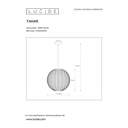 Lucide TAHAR - závěsné svítidlo - Ø 38,5 cm - Černá 78383/40/30