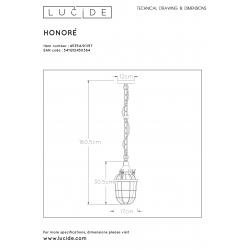 Lucide HONORE - závěsné svítidlo - Ø 17 cm - Rezavě Hnědá 45354/01/97