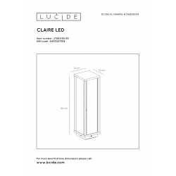 Lucide CLAIRE - venkovní svítidlo sloupek - IP54 - Černá 27883/50/30