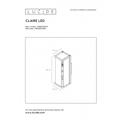 Lucide 27883/02/30 CLAIRE-LED svítidlo nástěnné IP54 2xE27Max15W