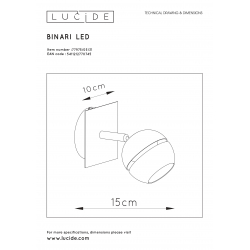 Lucide BINARI - stropní svítidlo - LED - 1x4,5W 2700K - Bílá 77975/05/31