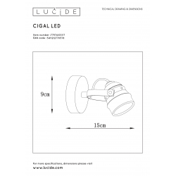 Lucide CIGAL - stropní svítidlo - Ø 9 cm - LED - GU10 - 1x5W 2700K - Měď 77974/05/17