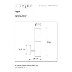 Lucide KIBO - nástěnné svítidlo venkovní - IP44 - Chrom 14863/01/12