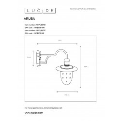 Lucide ARUBA - nástěnné svítidlo venkovní - Ø 25 cm - IP44 - Černá 11871/01/30