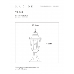 Lucide TIRENO - venkovní svítidlo sloupek - IP44 - Černá 11834/01/30