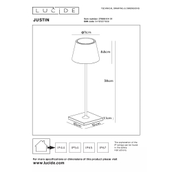 Lucide JUSTIN venkovní stolní lampa Ø11 cm 1x2,2W 3000K IP54 bílá