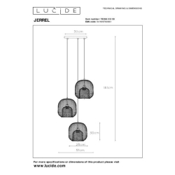 Lucide JERREL závěsné stropní svítidlo Ø 51 cm 3xE27 černá