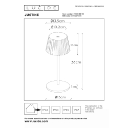 Dobíjecí stolní stmívatelná LED venkovní lampa Lucide JUSTINE - 1x2W 2700K – IP54 – S bezdrátovou nabíjecí podložkou – Zelená
