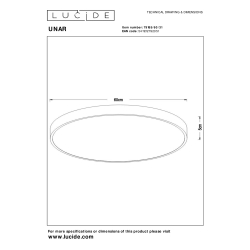 Lucide UNAR stmívatelné stropní svítidlo Ø 60 cm 1x60W 2700K bílé