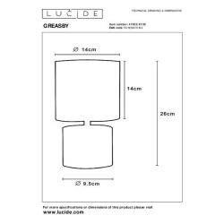 Lucide GREASBY - stolní lampa - Ø 14 cm - Šedá 47502/81/36