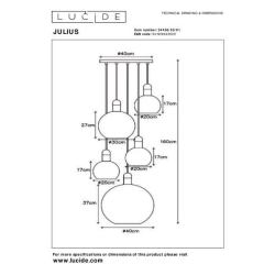 Lucide JULIUS závěsné stropní svítidlo 5xE27 opálová