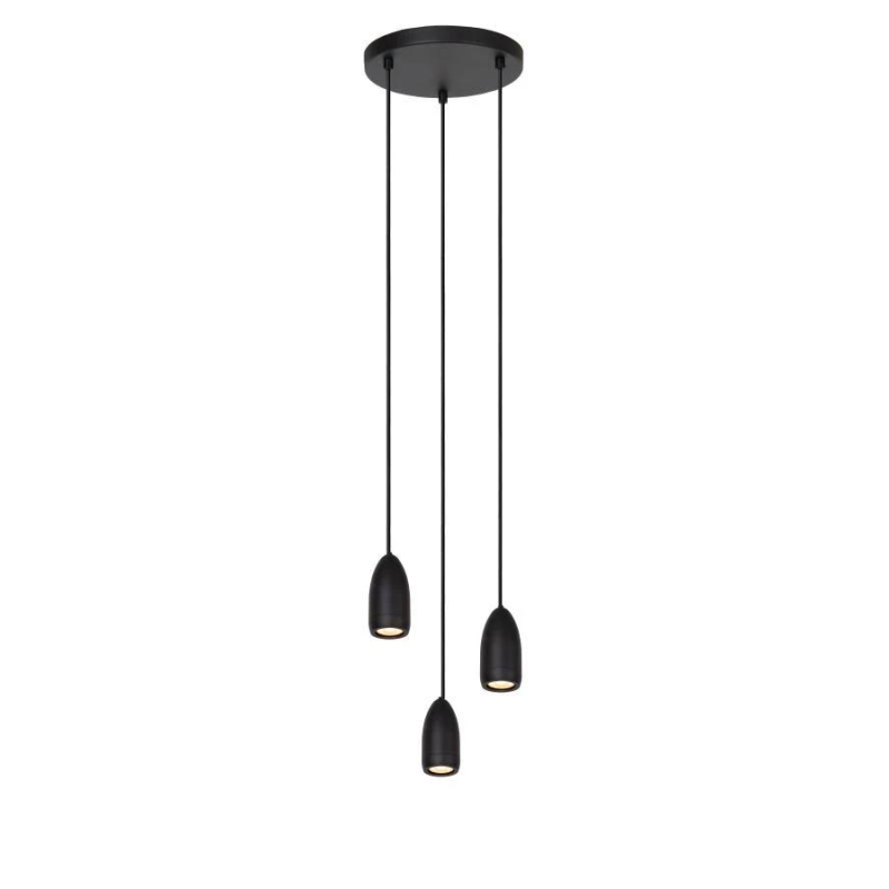 Lucide EVORA - Pendant light - D25 cm - 3xGU10 - Black