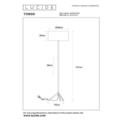 Lucide TONDO stojací lampa Ø 38 cm 1xE27 černá