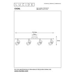 Lucide CIGAL - stropní svítidlo - Ø 9 cm - LED - GU10 - 4x5W 2700K - Měď 77974/20/17