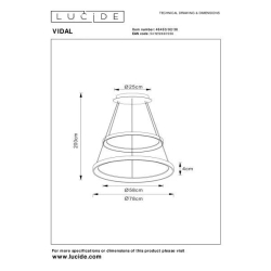 Lucide VIDAL závěsné stropní svítidlo Ø 78 cm 1x92W 2700K černá