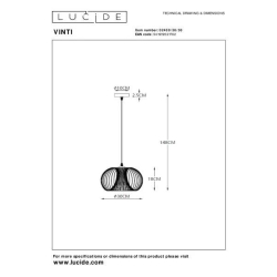 Lucide VINTI - závěsné svítidlo - Ø 30 cm - Černá 02400/30/30