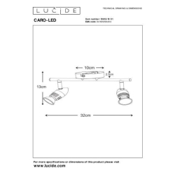 Lucide CARO-LED - stropní svítidlo - LED - GU10 - 2x5W 2700K - Bílá 13955/10/31