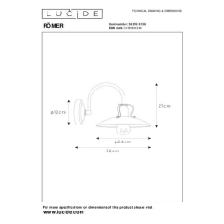 Lucide RÖMER - nástěnné svítidlo - Ø 24 cm - Krémová 30276/01/38