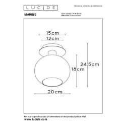 Lucide MARIUS stropní svítidlo E27 černé