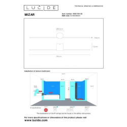 Lucide MIZAR nástěnné svítidlo 90cm LED 10W IP44 černá