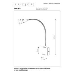 Lucide BUDDY - noční lampa - LED - 1x3W 4000K - Černá 18293/03/30