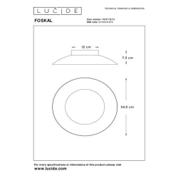 Lucide FOSKAL - stropní svítidlo - Ø 34,5 cm - LED - 1x12W 2700K - Bílá 79177/12/31