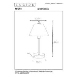 Lucide TOUCH - stolní lampa - Ø 22 cm - Chrom 12561/21/12